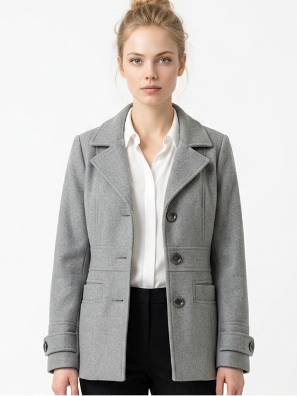 JACK | Gray Button Front Peacoat Jacket Size Large